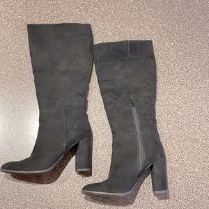 Black suede knee high boots size 7.5